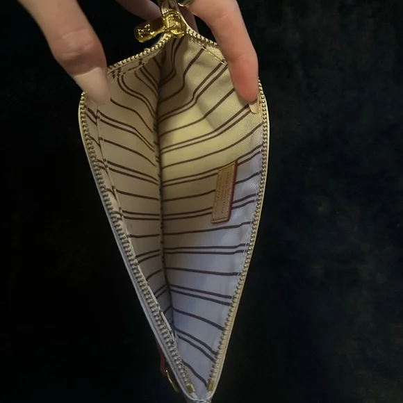 Checkered Clutch/Makeup Pouch - Cream and Gray - Picture 3 of 4